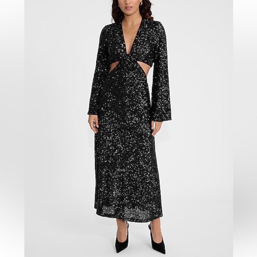 Sequin Long Sleeve Disco Dress